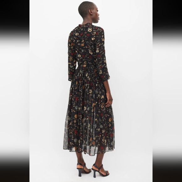 Dôen Black & Multicolour Silk Floral Sheer Dress - Picture 4 of 9